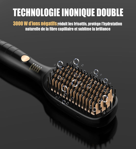 ALLBASA Lisseur Brosse – 4 Températures, Chauffe Rapide 30s