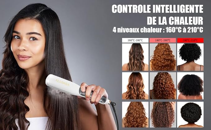ALLBASA Lisseur Vapeur Professionnel – Chauffe 160–210 °C