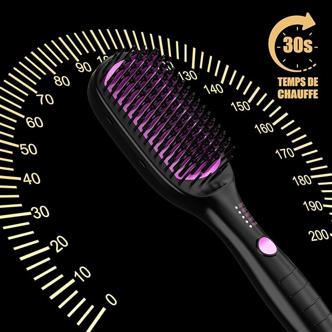 ALLBASA Lisseur Brosse – 4 Températures, Chauffe Rapide 30s
