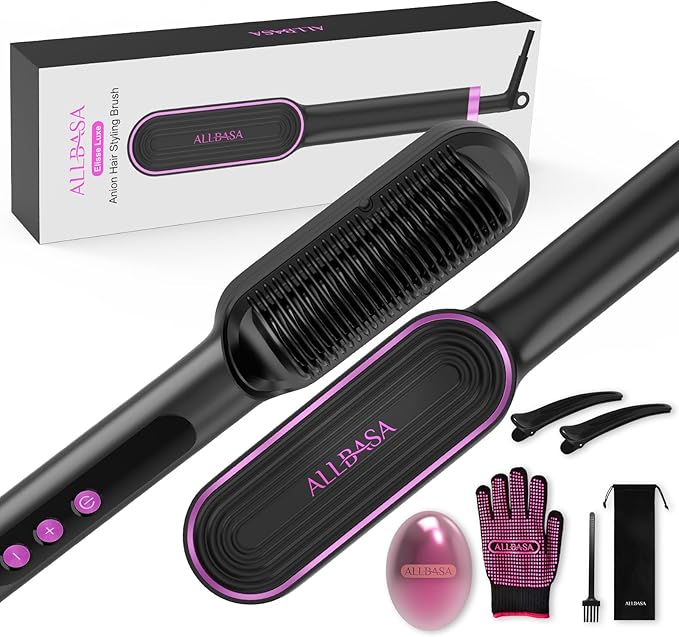 ALLBASA Brosse Lissante Professionnelle – 9 Températures, Écran LCD