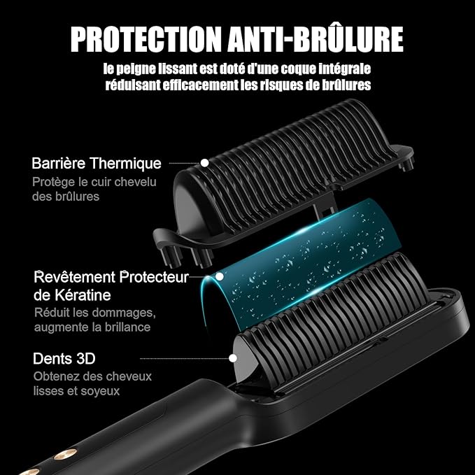 ALLBASA Brosse Lissante Professionnelle – 9 Températures, Écran LCD