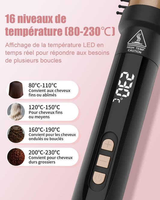 Brosse Thermique Pour Créer des Boucles Naturelles, Réglages de Température