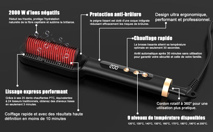 ALLBASA Brosse Lissante Professionnelle – 9 Températures, Écran LCD